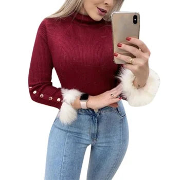 Vicabo Female Turtleneck Sweater Women Solid Color Long Sleeve Button Cuff Fur Tops Pullover Slim Jumper Sexy Thin Sweaters
Vicabo Female Turtleneck Sweater Women Solid Color Long Sleeve Button Cuff Fur Tops Pullover Slim Jumper Sexy Thin Sweaters