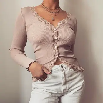 Early spring knitted stitching bottoming cardigan Women Knit Button Stretch Slim Fitted V-neck Autumn Winter Thermal Top Blouse
Early spring knitted stitching bottoming cardigan Women Knit Button Stretch Slim Fitted V-neck Autumn Winter Thermal Top Blouse