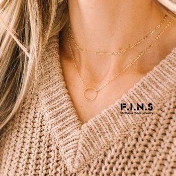F.I.N.S Chic Double Layer Hollow Circle Pendants Necklace Three-colors Chocker Necklaces for Women Stainless Steel Jewelry
F.I.N.S Chic Double Layer Hollow Circle Pendants Necklace Three-colors Chocker Necklaces for Women Stainless Steel Jewelry