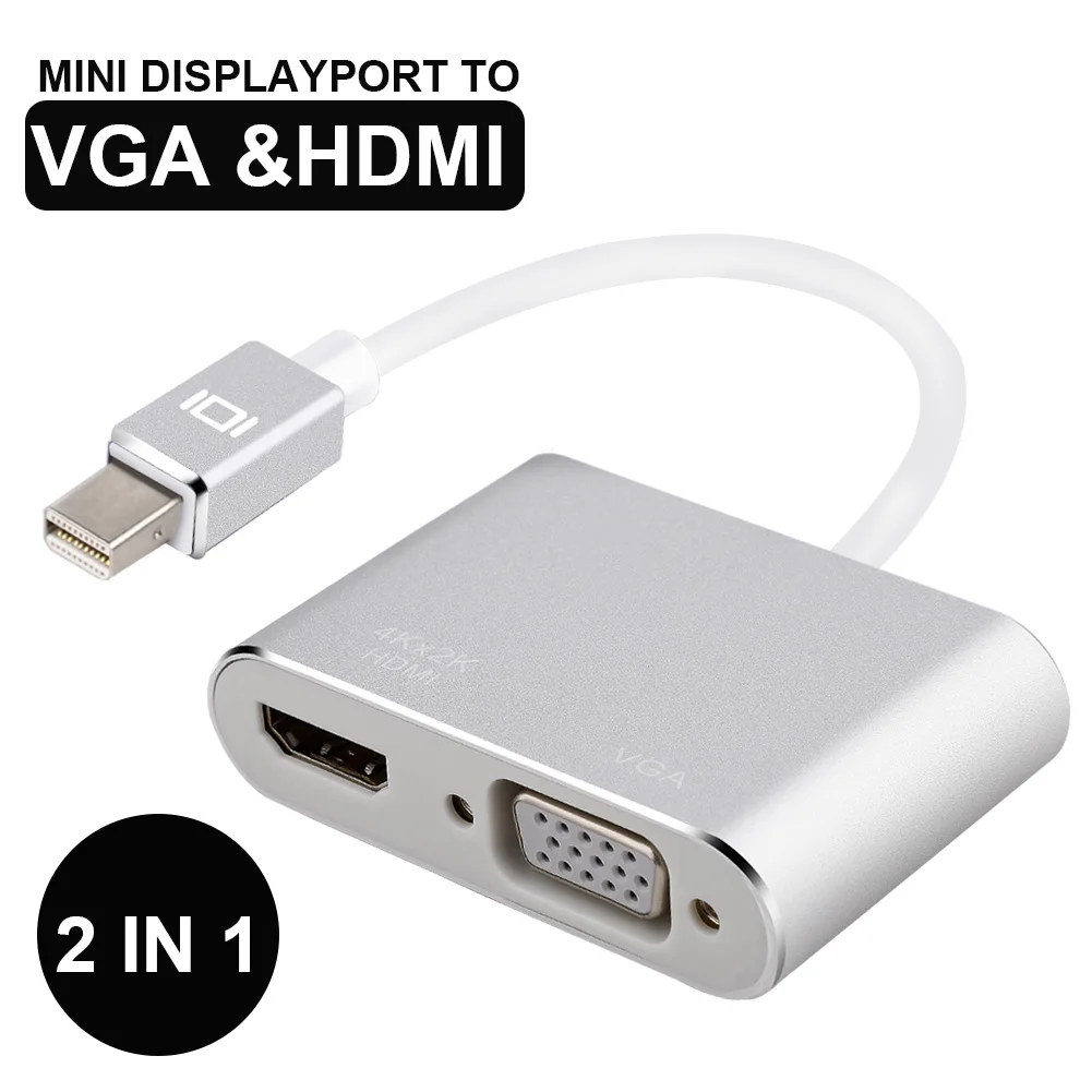 2 in 1 Mini DisplayPort to HDMI VGA Adapter Converter Connector 4Kx2K DP Cable Line USB C To HDMI VGA Adaptor for Laptop
2 in 1 Mini DisplayPort to HDMI VGA Adapter Converter Connector 4Kx2K DP Cable Line USB C To HDMI VGA Adaptor for Laptop