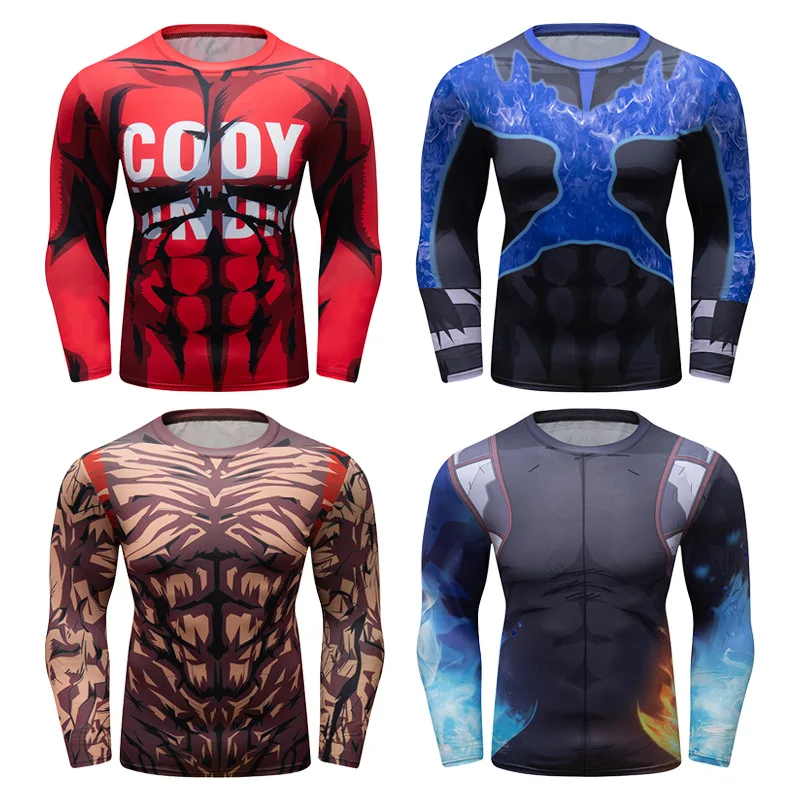 

Gym Fitness Compression T-Shirt Men Long Sleeve Jogging Running Sweatshirt Exercise Sport T Shirt Tight Quick Dry Workout Shirt