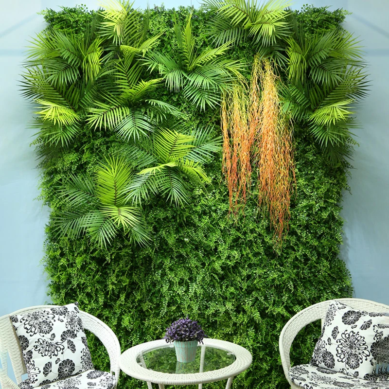 

60x40 Cm DIY Artificial Plant Wall Banana Leaves Eucalyptus Clover Plant Lawn Wedding Home Hotel Decoration Accessories Balcony