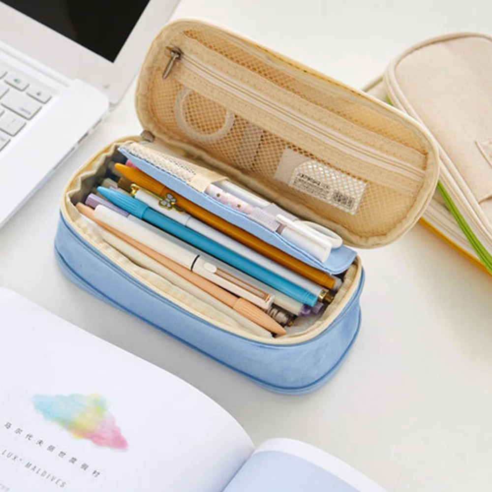 stretch double layer large capacity pencil box cute pencilcase