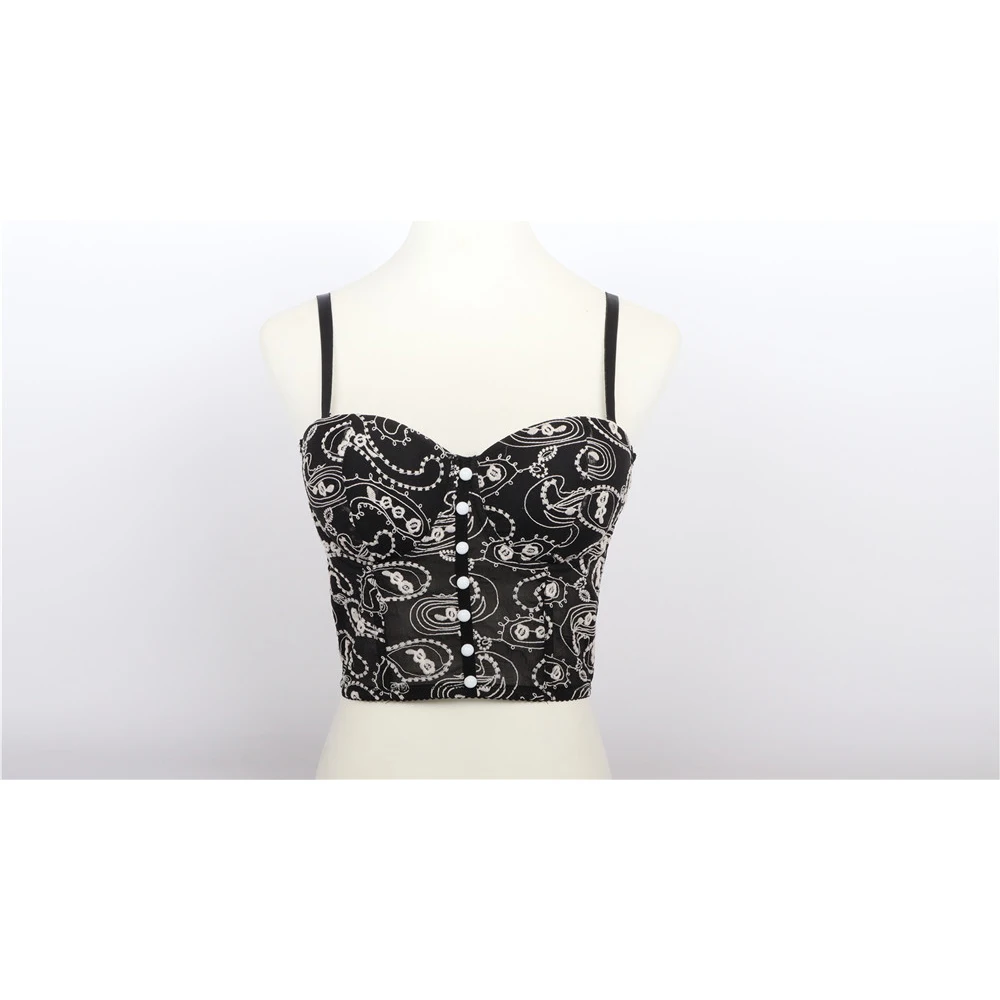 CIEMIILI 2020 summer new black and white cropped top pattern accessories retro tops sexy tight backless adjustable strap bra
CIEMIILI 2020 summer new black and white cropped top pattern accessories retro tops sexy tight backless adjustable strap bra