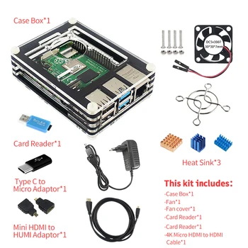 Original Bluetooth for Raspberry Pi Model B PI 4B 2GB / 4GB: board + heatsink + card reader + power adapter + box + HDMI cable
Original Bluetooth for Raspberry Pi Model B PI 4B 2GB / 4GB: board + heatsink + card reader + power adapter + box + HDMI cable
