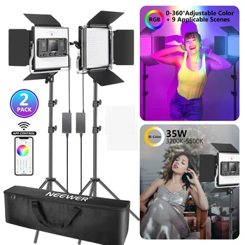 Neewer 2 Packs 530 RGB Led Light with APP Control, Photography Video Lighting Kit with Stands and Bag, 528 SMD LEDs and etc
Neewer 2 Packs 530 RGB Led Light with APP Control, Photography Video Lighting Kit with Stands and Bag, 528 SMD LEDs and etc