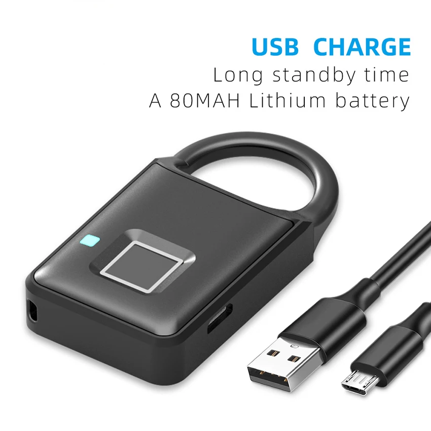 Aimitek Thumbprint Door Lock Biometric Smart Fingerprint Padlock USB Rechargeable Quick Unlock for Locker Cabinet Luggage Case Aimitek Thumbprint Door Lock Biometric Smart Fingerprint Padlock USB Rechargeable Quick Unlock for Locker Cabinet Luggage Case