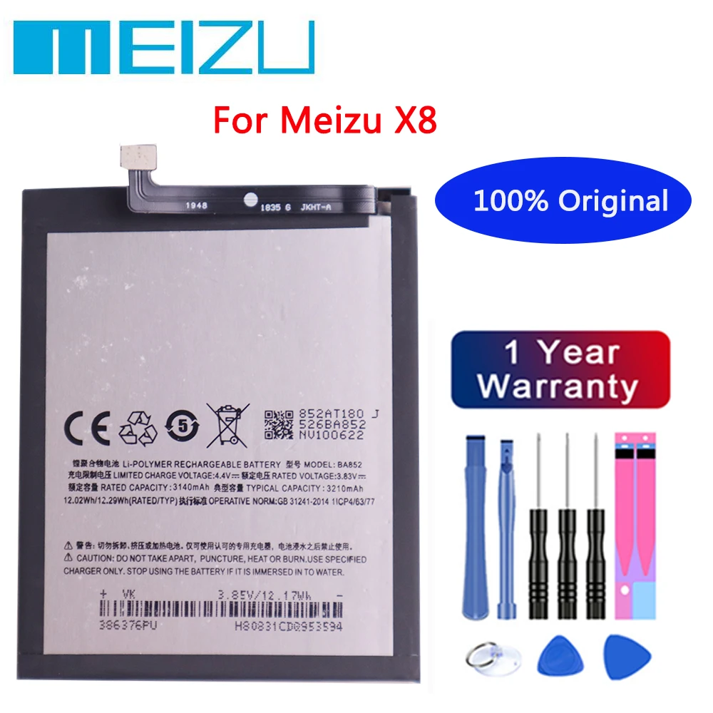 Meizu High Quality Battery 100% Original 3300mAh BA852 Battery For Meizu X8 Mobile Phone batteries+Free tools
Meizu High Quality Battery 100% Original 3300mAh BA852 Battery For Meizu X8 Mobile Phone batteries+Free tools