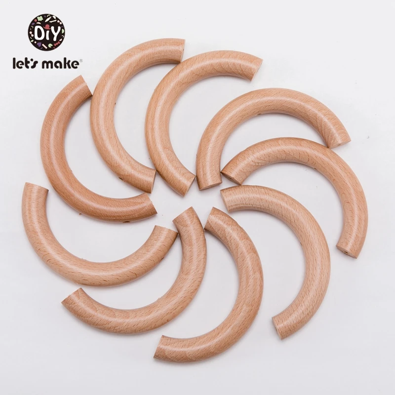 Let's Make 10pcs Baby Teether Wooden Ring Beech Half Ring With Hole 48*96mm Natural Wood Teething DIY Craft Accessories BPA Free Let's Make 10pcs Baby Teether Wooden Ring Beech Half Ring With Hole 48*96mm Natural Wood Teething DIY Craft Accessories BPA Free