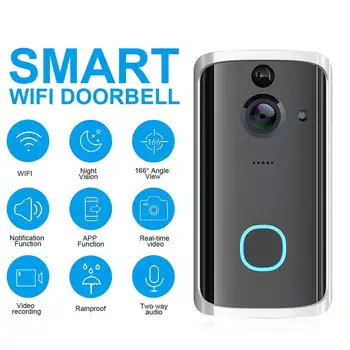 720P Wireless WiFi Video Doorbell Camera Two-Way Voice Intercom Door Phone Camera Record Picture Video APP Security Waterproof
720P Wireless WiFi Video Doorbell Camera Two-Way Voice Intercom Door Phone Camera Record Picture Video APP Security Waterproof