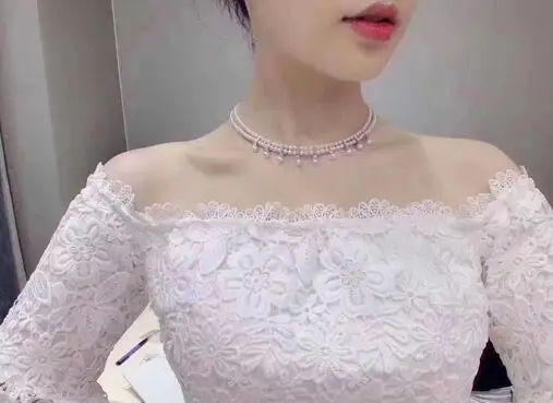 free shipping jewelry Handmade 2Strands 6-7mm White Pearl CZ Necklace Pendant 925 silver micro inlay zircon clasp accessory 
free shipping jewelry Handmade 2Strands 6-7mm White Pearl CZ Necklace Pendant 925 silver micro inlay zircon clasp accessory