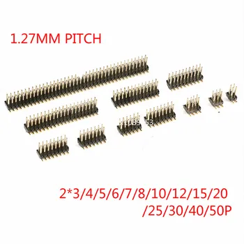 10PCS 1.27mm Strip Double Row Male Pin Header Connector 1.27 SMD SMT Pinheader Socket 2*3/4/5/6/7/8/10/12/15/20/40/50P