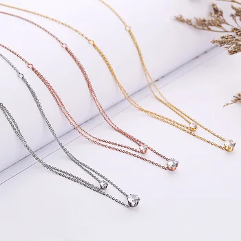 Tshou129 Double-layered zircon-titanium steel necklace women's clavicle chain rose gold stainless steel pendant jewelry
Tshou129 Double-layered zircon-titanium steel necklace women's clavicle chain rose gold stainless steel pendant jewelry