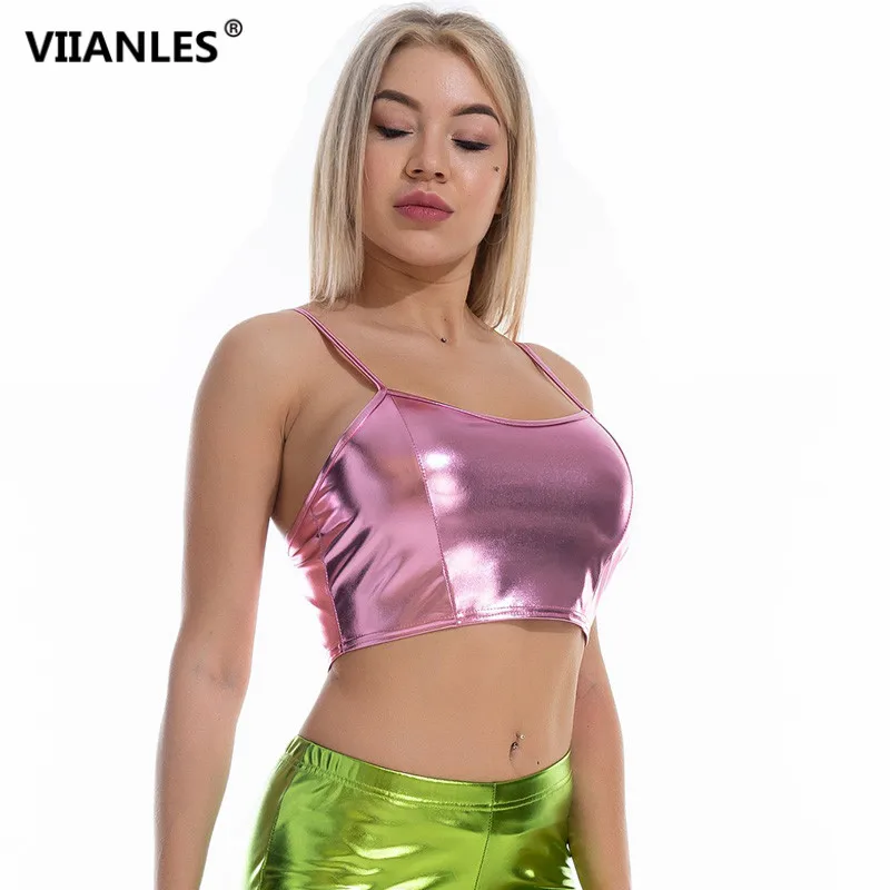 VIIANLES New Sexy Women Crop Shiny Tank Top Pink Bra Vest Strap Backless Party Crop Top Club Camisole Clubwear Tops
VIIANLES New Sexy Women Crop Shiny Tank Top Pink Bra Vest Strap Backless Party Crop Top Club Camisole Clubwear Tops