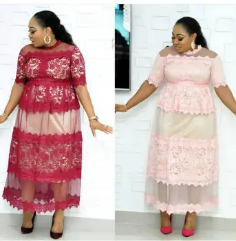 New Africa style women's plus-size Patchwork lace mesh lace high-collared waist a-line long dress XXXL FH350 
New Africa style women's plus-size Patchwork lace mesh lace high-collared waist a-line long dress XXXL FH350