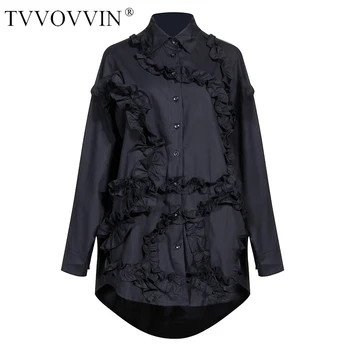 Loose Women Black Ruffles Split Joint Big Size Blouse New Lapel Long Sleeve Loose Fit Shirt Fashion Spring Autumn 2020 QW010
Loose Women Black Ruffles Split Joint Big Size Blouse New Lapel Long Sleeve Loose Fit Shirt Fashion Spring Autumn 2020 QW010