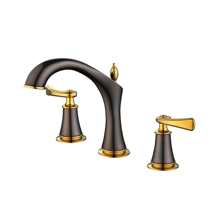 All-copper European-style titanium gold Brown bronze split basin faucet three-hole three-piece set
All-copper European-style titanium gold Brown bronze split basin faucet three-hole three-piece set