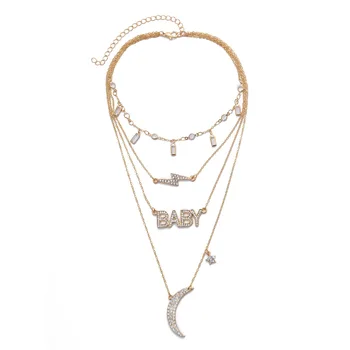 2020 New Gold Color Rhinestone Crystal Crescent Moon Star Necklace Female Fashion Multilayer Choker Neclaces for Women Jewelry
2020 New Gold Color Rhinestone Crystal Crescent Moon Star Necklace Female Fashion Multilayer Choker Neclaces for Women Jewelry