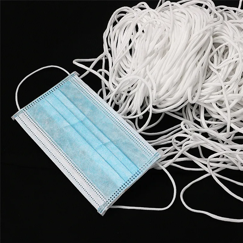 50 Meters Elastic Band Handmade Strap White Earloop Cord Ear Tie Rope for Sewing