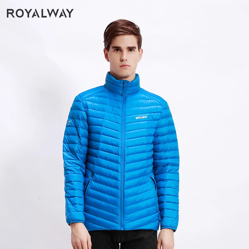 Пуховик ROYALWAY мужской зимний легкая переносная куртка с воротником-стойкой белый