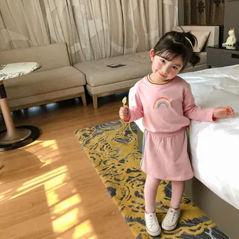 Spring New Arrival korean style clothing sets rainbow long sleeve hoodie with long pants fak skirt casual suit for cute girls
Spring New Arrival korean style clothing sets rainbow long sleeve hoodie with long pants fak skirt casual suit for cute girls