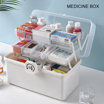 3/2 Layer Portable First Aid Kit Storage Box Plastic Multi-Functional Family Emergency Kit Box with Handle MJJ88
3/2 Layer Portable First Aid Kit Storage Box Plastic Multi-Functional Family Emergency Kit Box with Handle MJJ88