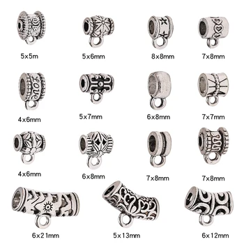 

30pcs/lot Antique Silver Clasps Connector Charms Bail Beads Spacer Tube Metal Pendant Bracelet Diy Jewelry Making Accessories
