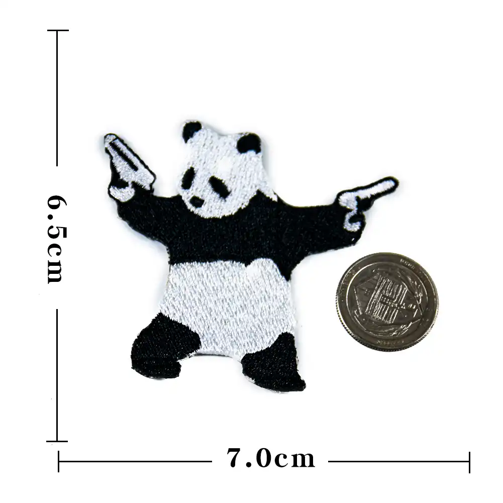 cute mini-animal kung fu panda with iron gun funny embroidered
