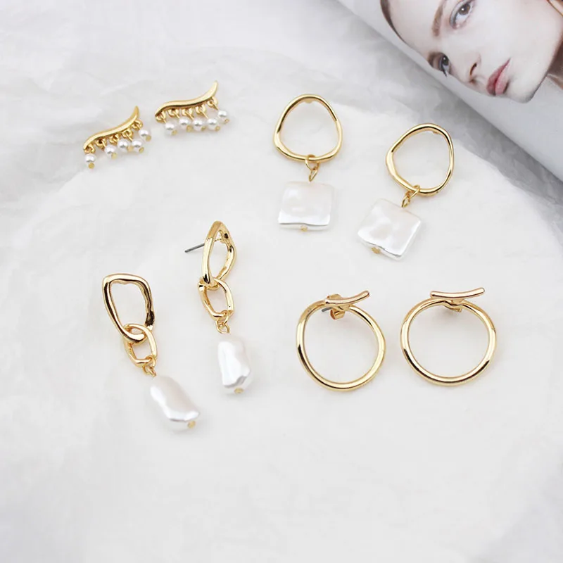 SRCOI European New Design Female Simulated Pearl Earrings Exaggerated Metal DIY Wedding Earrings 2019 Brincos Geometric Stud Ear
SRCOI European New Design Female Simulated Pearl Earrings Exaggerated Metal DIY Wedding Earrings 2019 Brincos Geometric Stud Ear