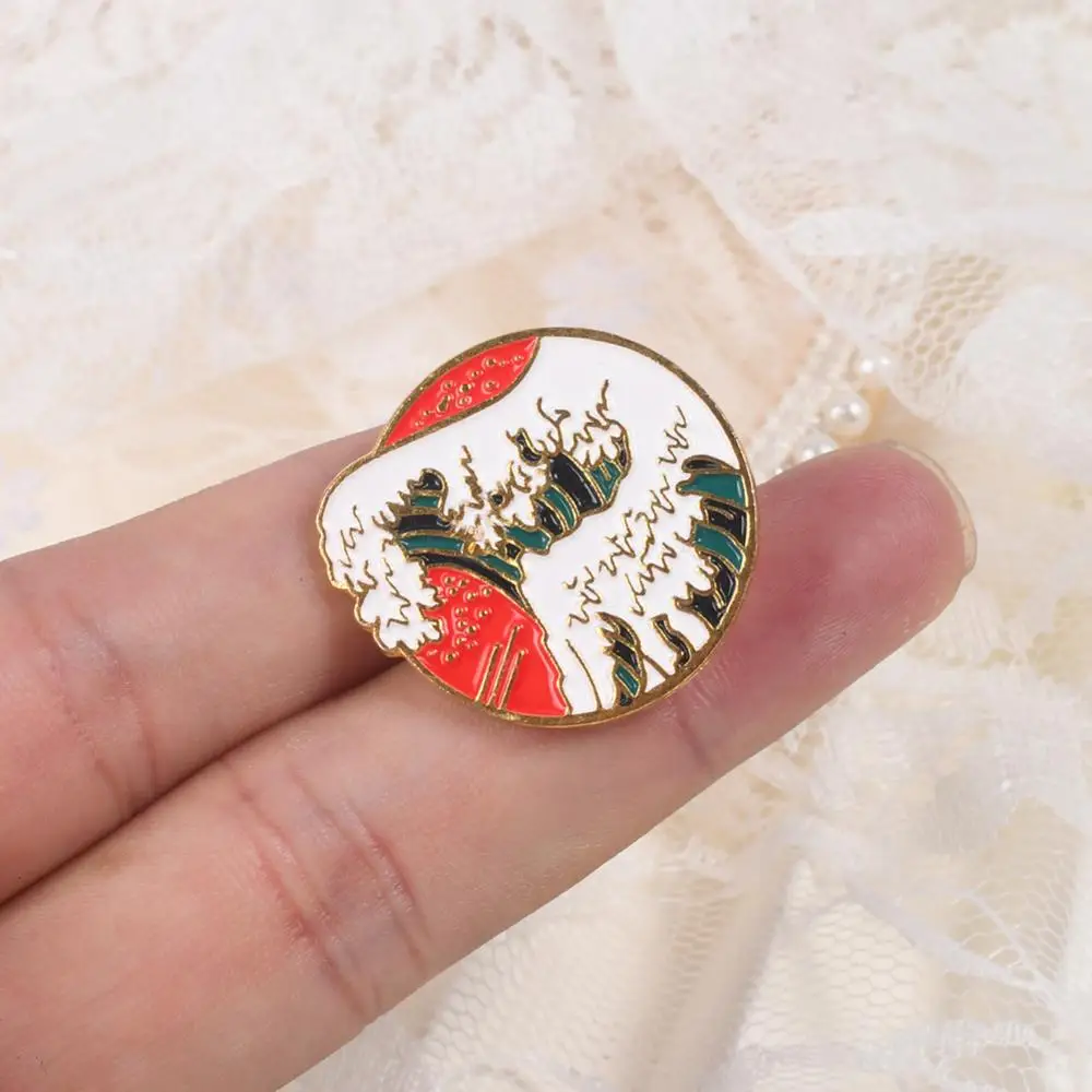 Ukiyoe эмалированная булавка в виде волны океана на заказ японский стиль брошь
