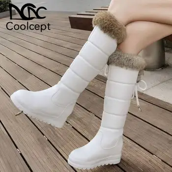 Coolcept New Warm Snow Boots Women Winter With Fur Knee High Boots Lace Up Round Toe Flats Shoes Women Footwear Size 32-43
Coolcept New Warm Snow Boots Women Winter With Fur Knee High Boots Lace Up Round Toe Flats Shoes Women Footwear Size 32-43