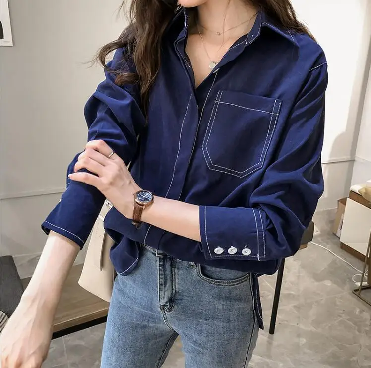 Free size Ladies' Casual style Solid color denim look Blouse Women Spring Autumn Button Front Long Sleeve Blouses
Free size Ladies' Casual style Solid color denim look Blouse Women Spring Autumn Button Front Long Sleeve Blouses