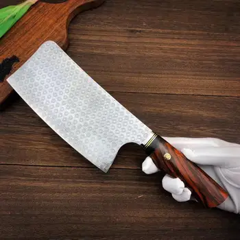 new arrival 105 layers Damascus Cleaver Kitchen Knife Hardness 60 HRC with good quality wooden handle
new arrival 105 layers Damascus Cleaver Kitchen Knife Hardness 60 HRC with good quality wooden handle