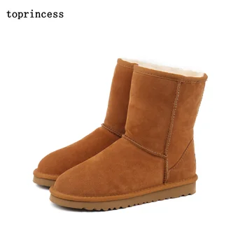ZX32 TOPRINCESS New Style Classic Mid Calf Boots Faux Fur Lined Designer Winter Warm Boots For Women Fashion Designer Boots 2020