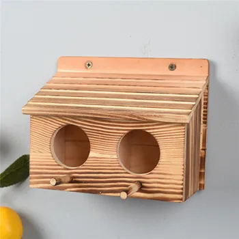 

Wooden Mini Bird Cage Outdoor Hanging Birdhouse Box Garden Bird Cages Home Yard Decoration Bird Products Wooden Bird Parrot Nest