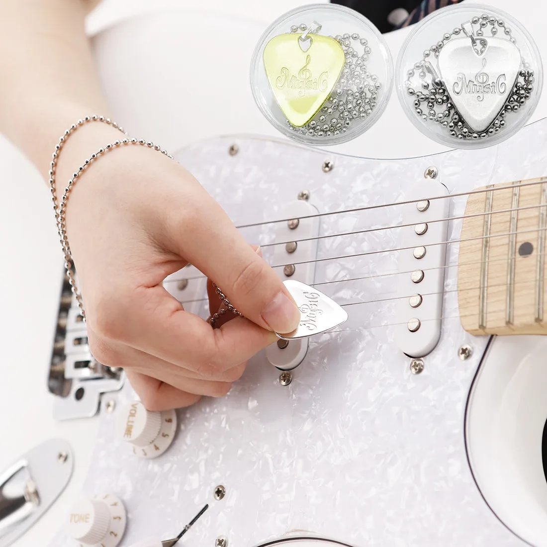 Guitar Picks Necklace Chain Plectrum Plucked String Instrument Accessories Gold & Sliver Colors Optional
Guitar Picks Necklace Chain Plectrum Plucked String Instrument Accessories Gold & Sliver Colors Optional