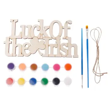Luck Luck Of The Irish Clover Wooden Hanging Plaque Sign With 12 Colors Pigment 2 Paint Brushes Set For Happy St. Patrick's Day
Luck Luck Of The Irish Clover Wooden Hanging Plaque Sign With 12 Colors Pigment 2 Paint Brushes Set For Happy St. Patrick's Day
