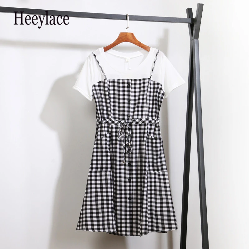 Plus Size Women Sweet Plaid Dress Summer 2019 Fashion Short Sleeve Patchwork Fake Two Piece Loose Casual A-line Dresses L-5xl
Plus Size Women Sweet Plaid Dress Summer 2019 Fashion Short Sleeve Patchwork Fake Two Piece Loose Casual A-line Dresses L-5xl