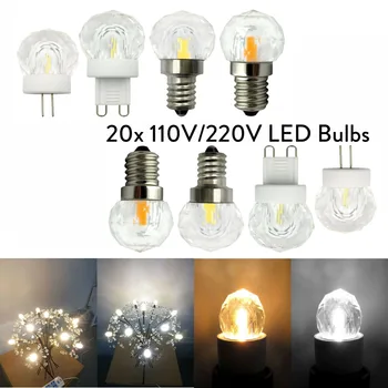 

20x Dimmable 110V 220V Mini G4 G9 E12 E14 4W LED K9 Glass Crystal Light Bulbs COB Replace Halogen Chandelier Pendant Light Lamps