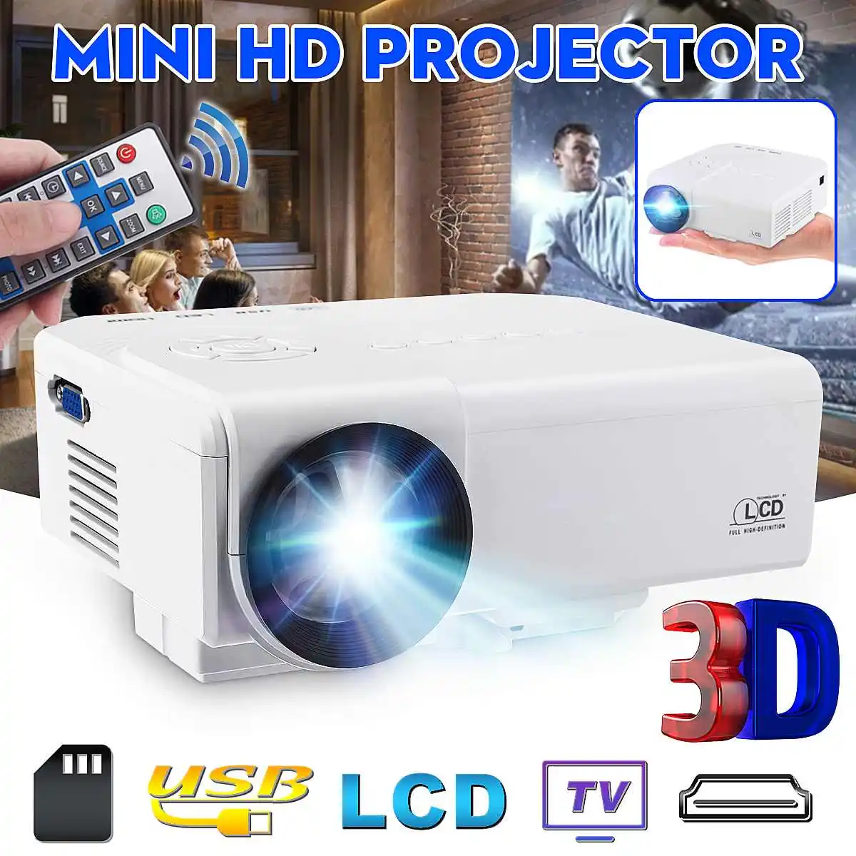 HD portable Mini Projector Native 480x320P LED WiFi Projector Video Home Cinema 3D HDMI Movie Game Proyector
HD portable Mini Projector Native 480x320P LED WiFi Projector Video Home Cinema 3D HDMI Movie Game Proyector