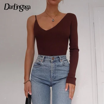 Darlingaga Asymmetrical V Neck Ribbed Woman Tshirts Fashion One Shoulder Cropped T shirt Slim Short Tops Tees Streetwear Clothes
Darlingaga Asymmetrical V Neck Ribbed Woman Tshirts Fashion One Shoulder Cropped T shirt Slim Short Tops Tees Streetwear Clothes