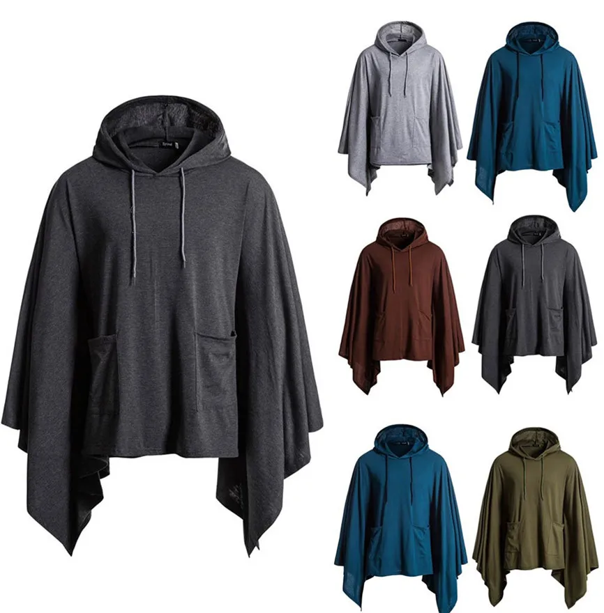 Mens Pocket Irregular Patchwork Hooded Loose Bat Sleeves Hooded Cloak Cape Coat Poncho Outwear Tops Knitting Hoodies Sleeve
Mens Pocket Irregular Patchwork Hooded Loose Bat Sleeves Hooded Cloak Cape Coat Poncho Outwear Tops Knitting Hoodies Sleeve
