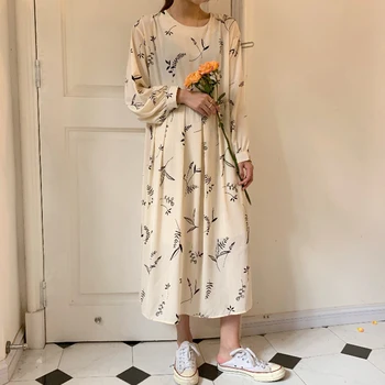 Floral Long Pleated Dress Women Autumn Long Sleeve High Waist Chiffon Dresses O Neck Loose Party Dress Plus Size Korean W135
Floral Long Pleated Dress Women Autumn Long Sleeve High Waist Chiffon Dresses O Neck Loose Party Dress Plus Size Korean W135