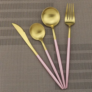 Pink Gold Dessert Dinnerware Set Stainless Steel Tableware Set Knife Fork Spoon Cutlery Set Kitchen Dinner Silverware Set
Pink Gold Dessert Dinnerware Set Stainless Steel Tableware Set Knife Fork Spoon Cutlery Set Kitchen Dinner Silverware Set