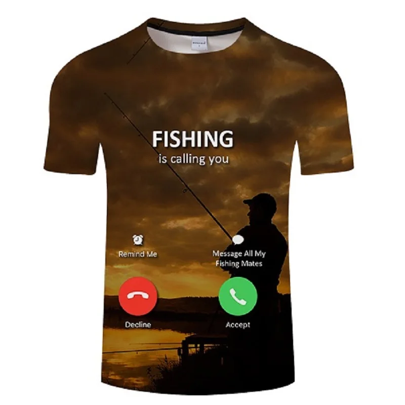 New Summer short-sleeved Fishing Print 3D T shirt Men Funny Fish Printed T-shirt Harajuku Leisure Tops shirts