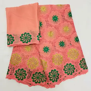2019 New Design African Dry Lace High Quality Cotton Fabrics Lace Fabric Swiss Voile Lace Stones In Switzerland 7 Yards dress