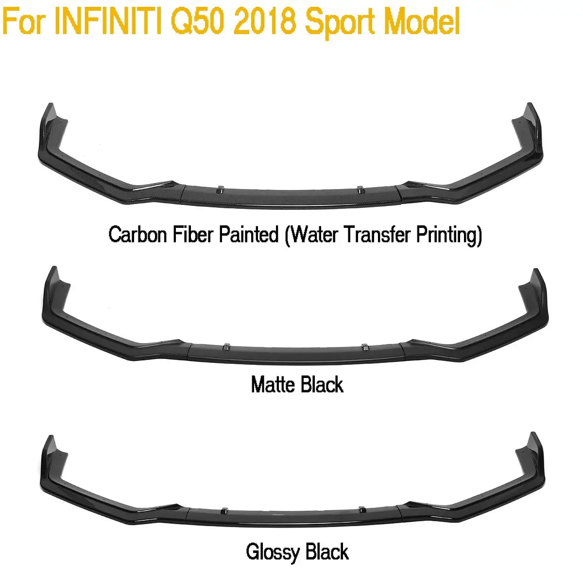 Front Bumper Spoiler Lip Protection Trim Fit For INFINITI Q50 2018 Sport Model PP Glossy Matte Black Carbon Fiber Painted
Front Bumper Spoiler Lip Protection Trim Fit For INFINITI Q50 2018 Sport Model PP Glossy Matte Black Carbon Fiber Painted