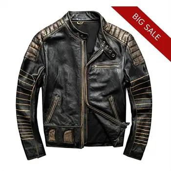 2020 Vintage Black Men American Motorcycle Leather Jacket Large Size XXXXXL Genuine Cowhide Autumn Slim Fit Biker's Leather Coat
2020 Vintage Black Men American Motorcycle Leather Jacket Large Size XXXXXL Genuine Cowhide Autumn Slim Fit Biker's Leather Coat