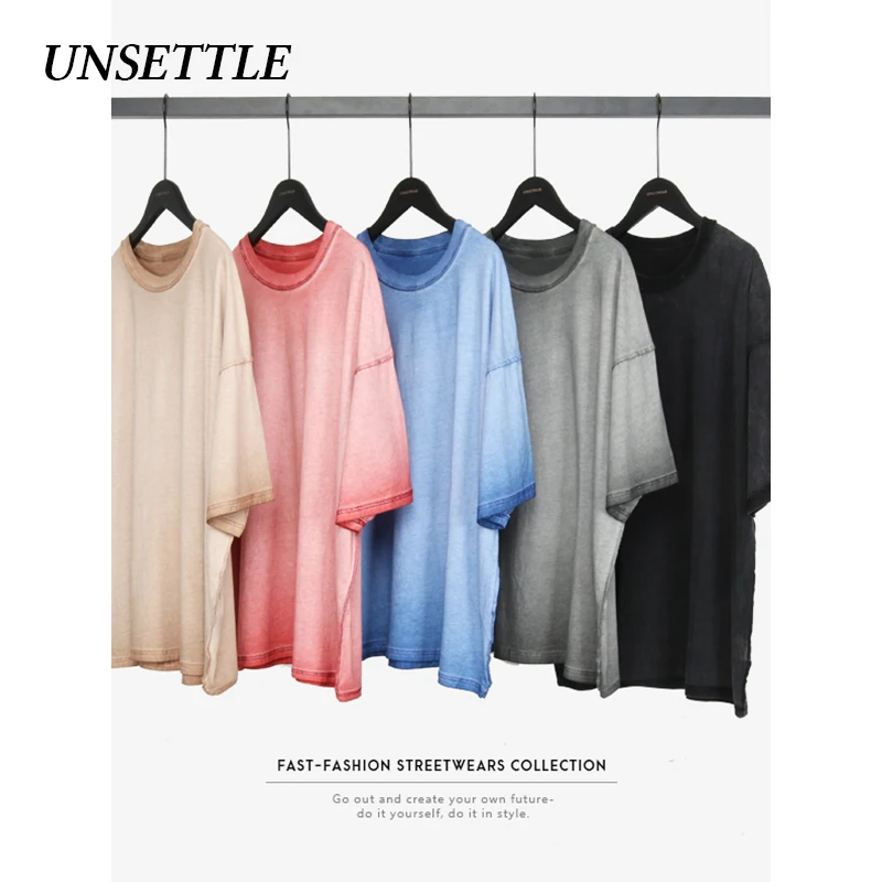 UNSETTLE 2020SS Harajuku футболки для мужчин/женщин базовая футболка с градиентом в стиле