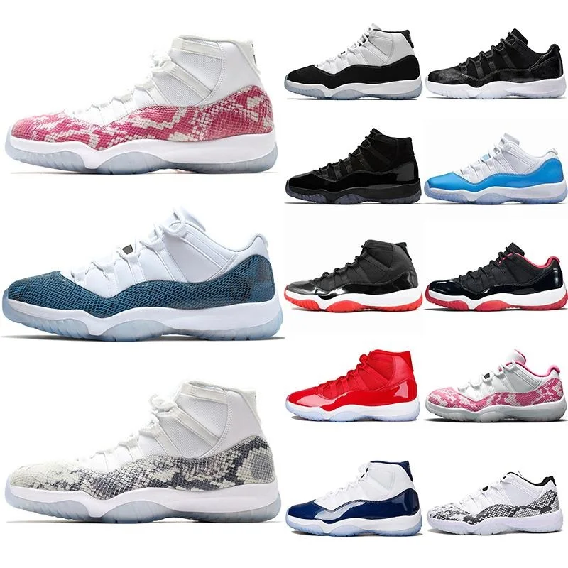 

New Snakeskin 11S Men Basketball Shoes 11 Concord Bred Platinum Tint Gown Male Trainer Sport Sneakers Gym Gamma Blue 36-47